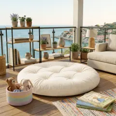 Velora 100x100 cm Yer Minderi, Çok Amaçlı Kullanım, Kırık Beyaz