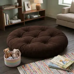 Velora 100x100 cm Yer Minderi, Çok Amaçlı Kullanım, Kahverengi