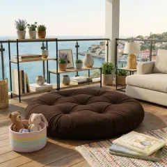 Velora 100x100 cm Yer Minderi, Çok Amaçlı Kullanım, Kahverengi