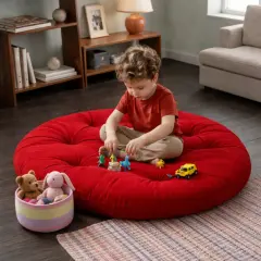 Velora 100x100 cm Yer Minderi, Çok Amaçlı Kullanım, Kırmızı