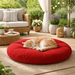 Velora 100x100 cm Yer Minderi, Çok Amaçlı Kullanım, Kırmızı