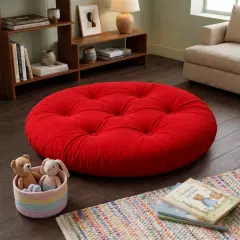 Velora 100x100 cm Yer Minderi, Çok Amaçlı Kullanım, Kırmızı