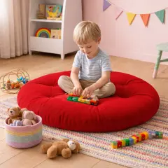 Velora 100x100 cm Yer Minderi, Çok Amaçlı Kullanım, Kırmızı