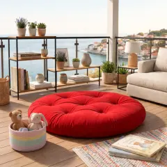 Velora 100x100 cm Yer Minderi, Çok Amaçlı Kullanım, Kırmızı