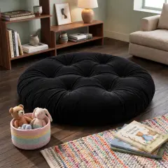 Velora 100x100 cm Yer Minderi, Çok Amaçlı Kullanım, Siyah