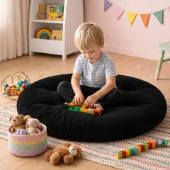 Velora 100x100 cm Yer Minderi, Çok Amaçlı Kullanım, Siyah