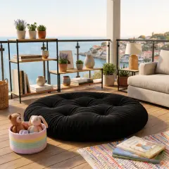 Velora 100x100 cm Yer Minderi, Çok Amaçlı Kullanım, Siyah