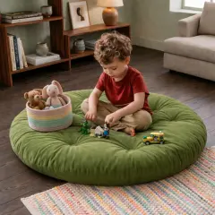 Velora 100x100 cm Yer Minderi, Çok Amaçlı Kullanım, Yeşil