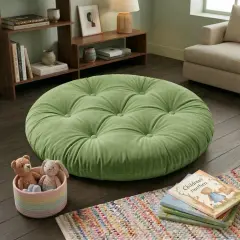 Velora 100x100 cm Yer Minderi, Çok Amaçlı Kullanım, Yeşil