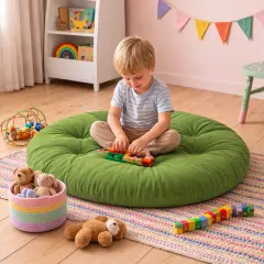 Velora 100x100 cm Yer Minderi, Çok Amaçlı Kullanım, Yeşil